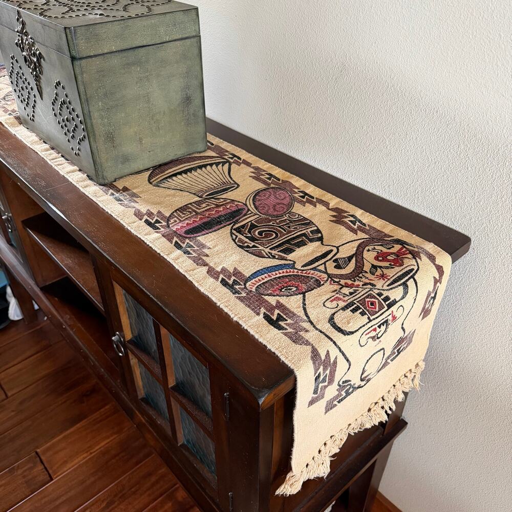 Aztec Western Table Runner El Paso Saddle Blanket Co Pottery Design 74" x 12"